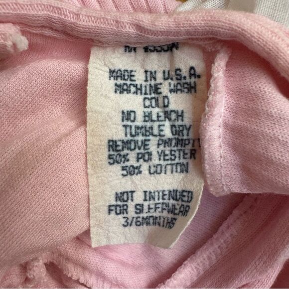 Vintage Baby Girl Pink Romper Bubble Collared White Eyelets Ribbed Size 3-6M - Picture 5 of 5